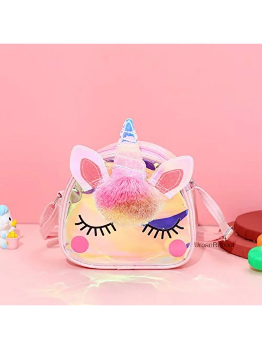 Girls Crossbody Bag Mini TPU Unicorn Purse Adjustable Strap Small Kids Sling